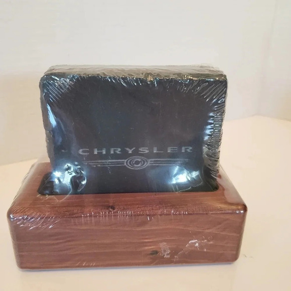 Chrysler Old Canadian Gray Slate Coaster Set with Wooden Stand. - Picture 1 of 7
